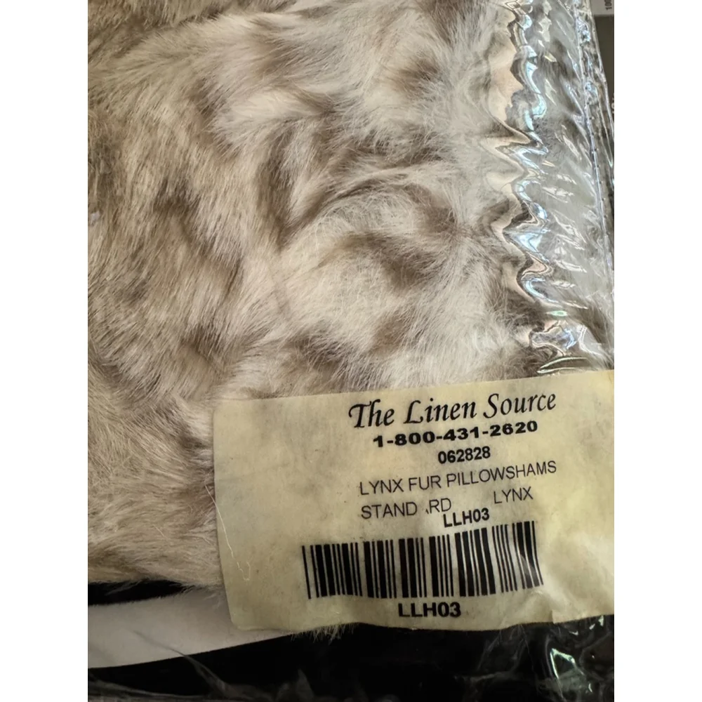 Vintage The Linen Source Pillow Sham Faux Lynx Fur 5th Ave NYC Standard Beige